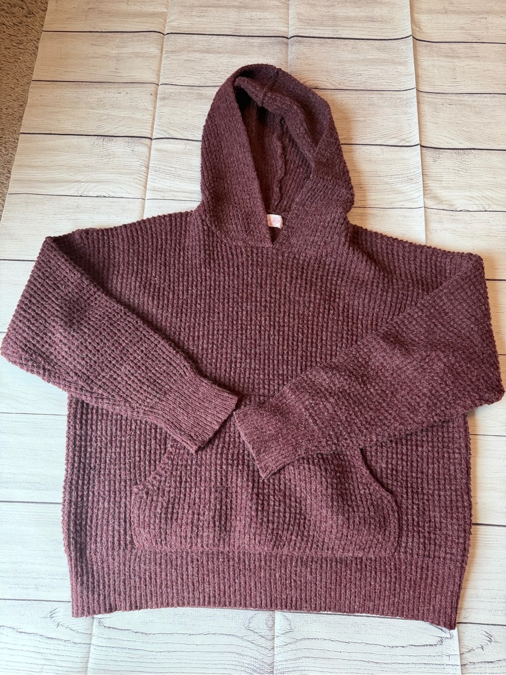 Women's Pink Lily Wine Hooded Knit Sweater